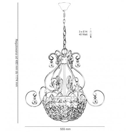 Złota klasyczna mocno zdobiona lampa wisząca Baron kryształy