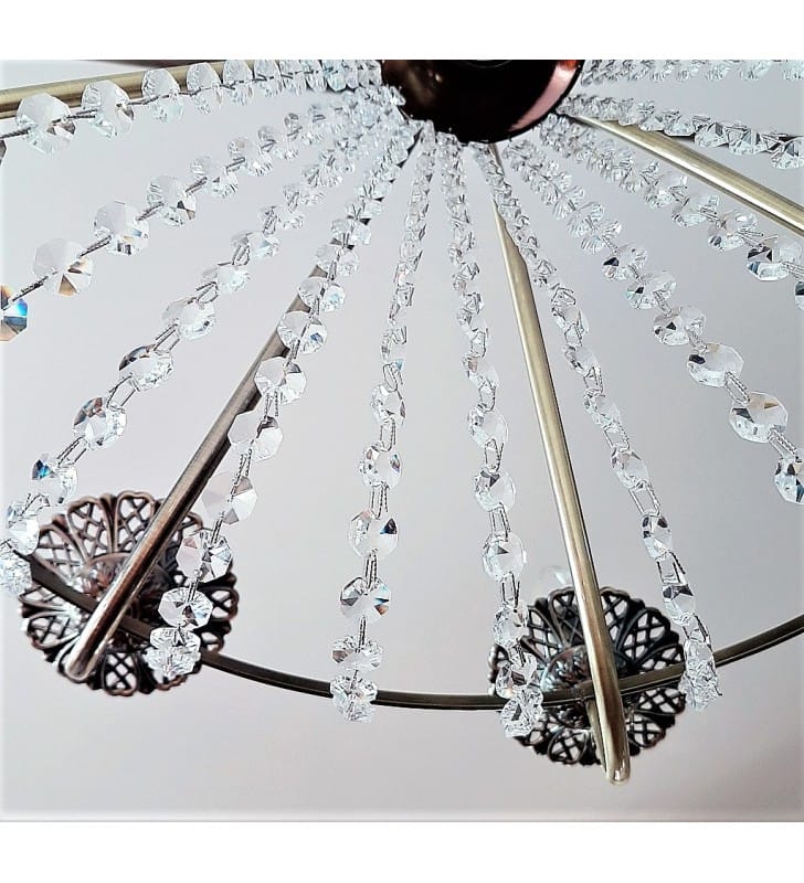 Klasyczny żyrandol z kryształkami Grand 7 żarówek świecznikowy kryształy mosiądz antyczny do salonu sypialni jadalni