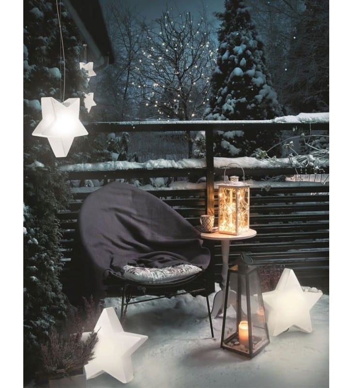 Oryginalna biała lampa wisząca do ogrodu w kształcie gwiazdki Star