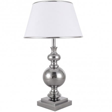 Lampa stołowa Letto stylowa podstawa dekoracyjna chrom biały abażur styl glamour