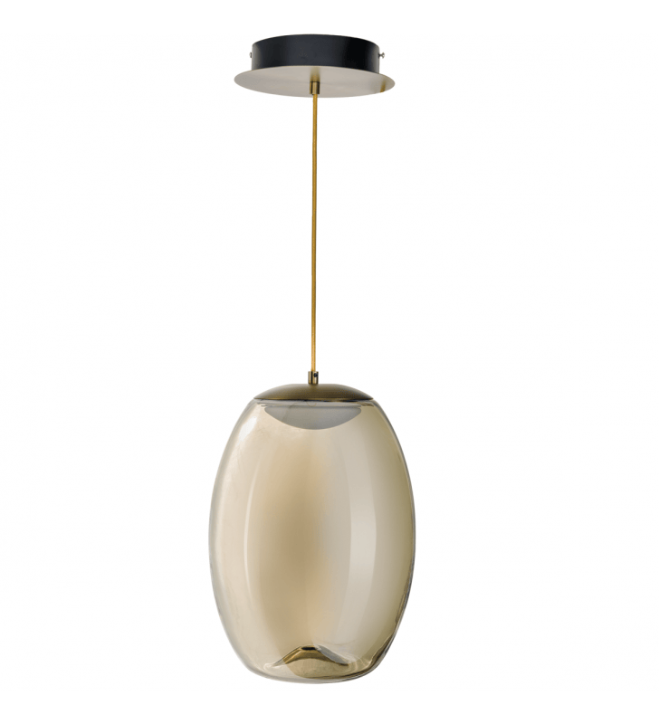Szklana owalna lampa wisząca Helena LED wykończenie brąz do salonu sypialni jadalni kuchni