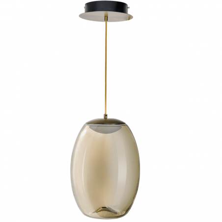 Szklana owalna lampa wisząca Helena LED wykończenie brąz do salonu sypialni jadalni kuchni