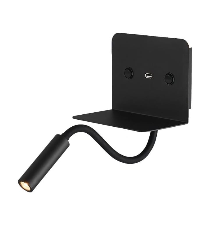Nowoczesny kinkiet z gniazdem USB 2 włączniki na lampie styl nowoczesny minimalistyczny Vera