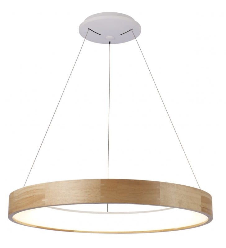 Lampa wisząca Silvam LED duża okrągła 65cm z drewna do salonu sypialni jadalni