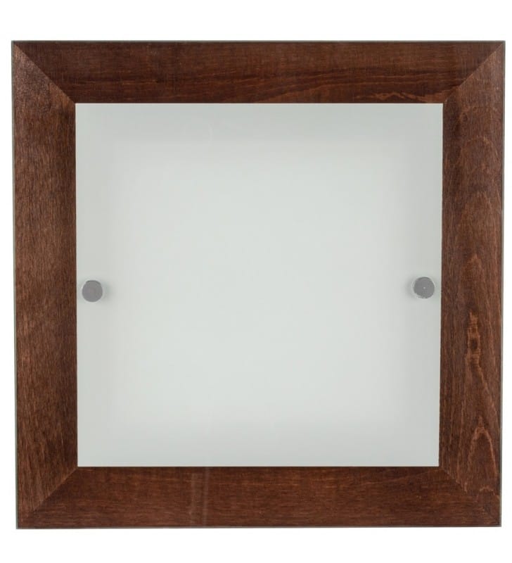 Plafon Finn 29cm LED z drewna w kolorze orzecha szklany klosz