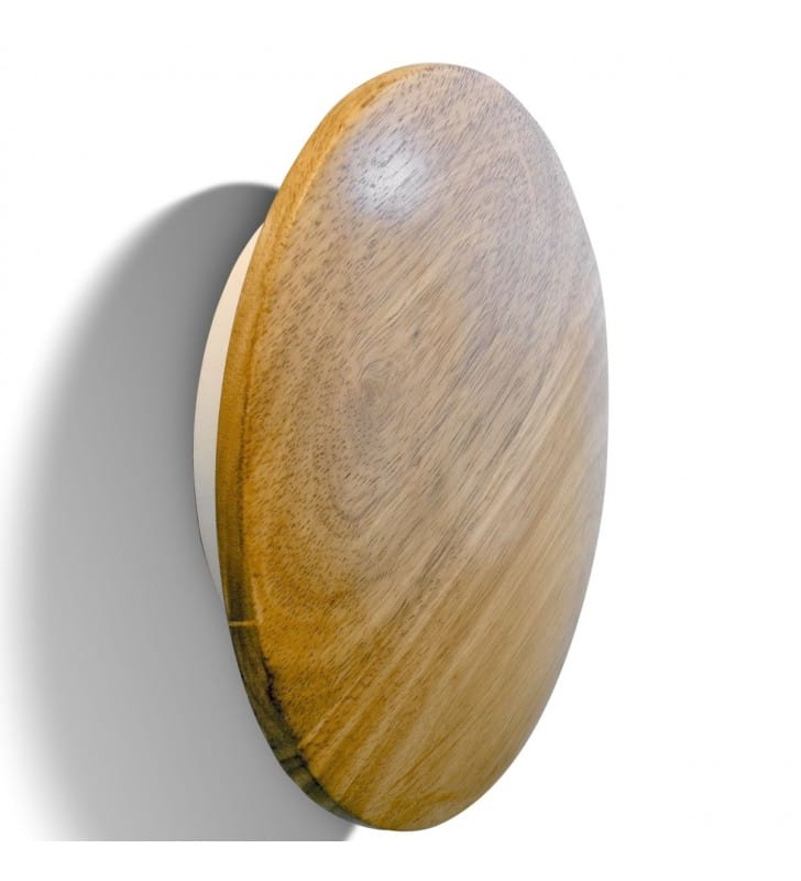 Nowoczesny okrągły kinkiet Ancona LED drewno 13,5cm
