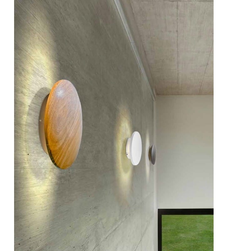 Minimalistyczny nowoczesny drewniany okrągły kinkiet Ancona LED 18cm do salonu sypialni na przedpokój