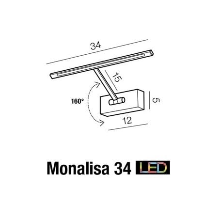 Lampa obrazowa Monalisa LED 34cm z ruchomym ramieniem mosiądz antyczny
