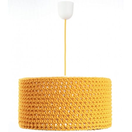Żółta 40cm lampa wisząca Carla abażur dziergany z bawełnianego sznurka do pokoju dziecka salonu sypialni jadalni