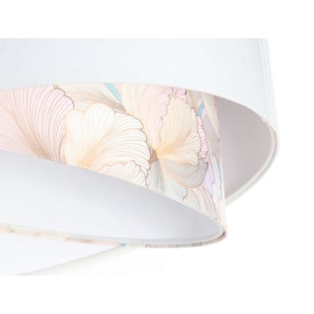 Biała welurowa lampa wisząca Sandra 50cm asymetryczna dekoracyjny kwiatowy abażur