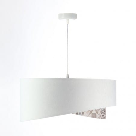 Lampa wisząca Adelina biało srebrna 50cm welurowy abażur do jadalni nad stół do sypialni salonu