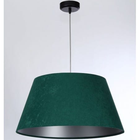 Zielona lampa wisząca ze srebrnym środkiem Sotera stożek welur do salonu sypialni jadalni