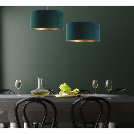 Zielono złota lampa wisząca Taida abażur z weluru do salonu sypialni jadalni nad stół