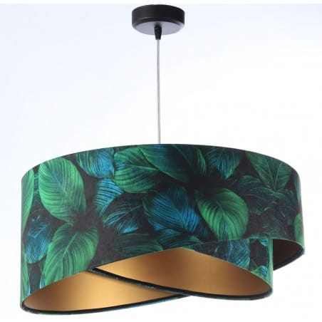 Zielona skośna lampa wisząca ze złotym środkiem Jungle do salonu sypialni jadalni nad stół