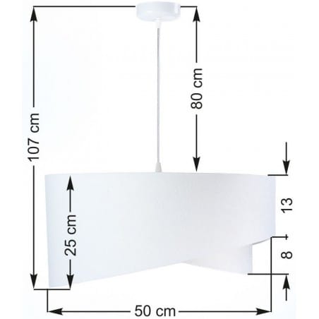 Lampa wisząca Aniela biało niebieska asymetryczna 50cm