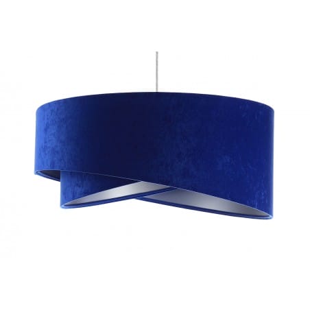 Rinea kobaltowa lampa wisząca ze srebrnym środkiem abażur 50cm welur do salonu sypialni jadalni kuchni