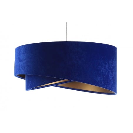 Kobaltowo złota welurowa lampa wisząca Rinea abażur asymetryczny 50cm do salonu sypialni jadalni kuchni
