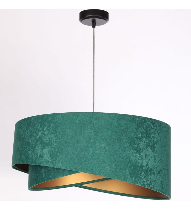 Zielono złota asymetryczna nowoczesna lampa wisząca z abażurem 50cm Atalia