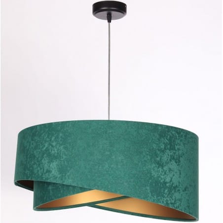 Zielono złota asymetryczna nowoczesna lampa wisząca z abażurem 50cm Atalia