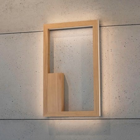 Nowoczesny drewniany prostokątny kinkiet Ramme strumień światła do środka i na zewnątrz ściemniacz dotykowy