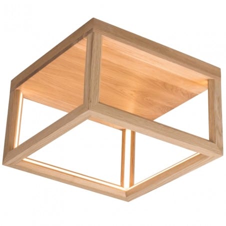 Kwadratowy nowoczesny drewniany plafon Kago LED 35cm do salonu sypialni na korytarz