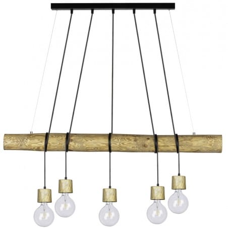5 punktowa nowoczesna drewniana lampa wisząca w stylu eco Trabo Pino
