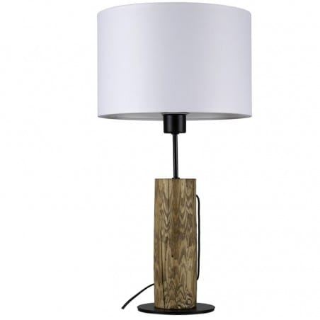 54cm lampa stołowa Pino podstawa drewno sosnowe bejcowane biały abażur czarne wykończenie do salonu sypialni na komodę