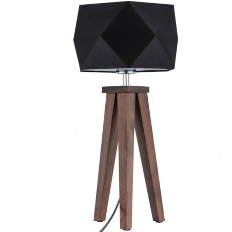 Lampa stołowa Finja czarny abażur drewniane orzechowe nogi do salonu na komodę do sypialni na stolik nocny na konsole