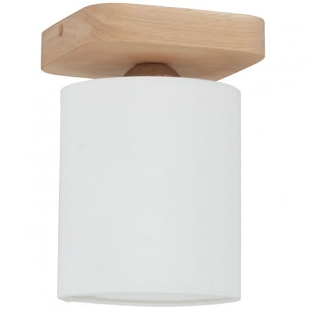 Mała lampa sufitowa Jenta drewno dębowe biały materiałowy abażur