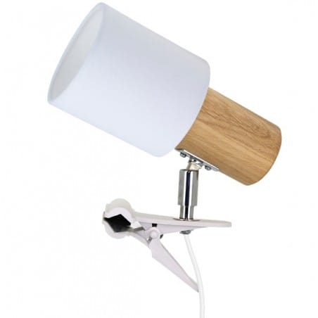 Lampa kinkiet z klipsem Treehouse Clips drewno dębowe biały abażur