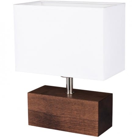 Lampa stołowa Theo drewniana ciemna podstawa biały prostokątny abażur