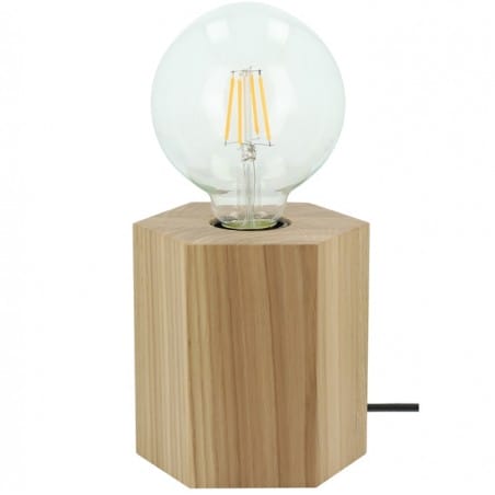 Drewniana minimalistyczna lampa stołowa Hexar dąb olejowany