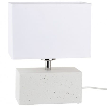 Niska lampa stołowa Strong Double biała podstawa z betonu biały prostokątny abażur