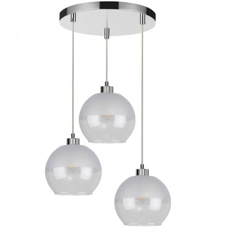 3 zwisowa nowoczesna lampa wisząca Fresh okrągłe szklane klosze wykończenie chrom np. nad okrągły stół