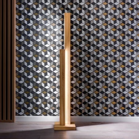 Lampa podłogowa z drewna dębowego Manhattan LED nowoczesna dekoracyjna ze ściemniaczem dotykowym