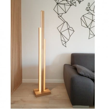 Lampa podłogowa Soho LED drewno dąb olejowany dekoracyjna ze ściemniaczem dotykowym