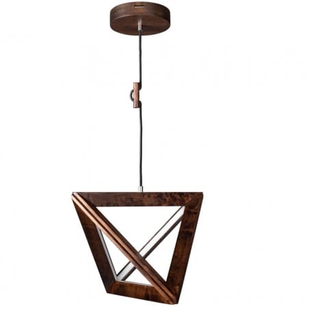 Lampa wisząca Trigonon LED drewno kolor orzech nowoczesny geometryczny kształt