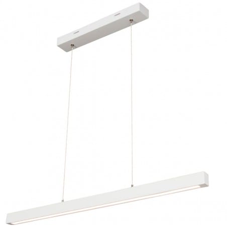Lampa wisząca Smal1 LED biała z drewna 80cm ściemniacz dotykowy na kloszu np. nad stół do jadalni lub małego biura