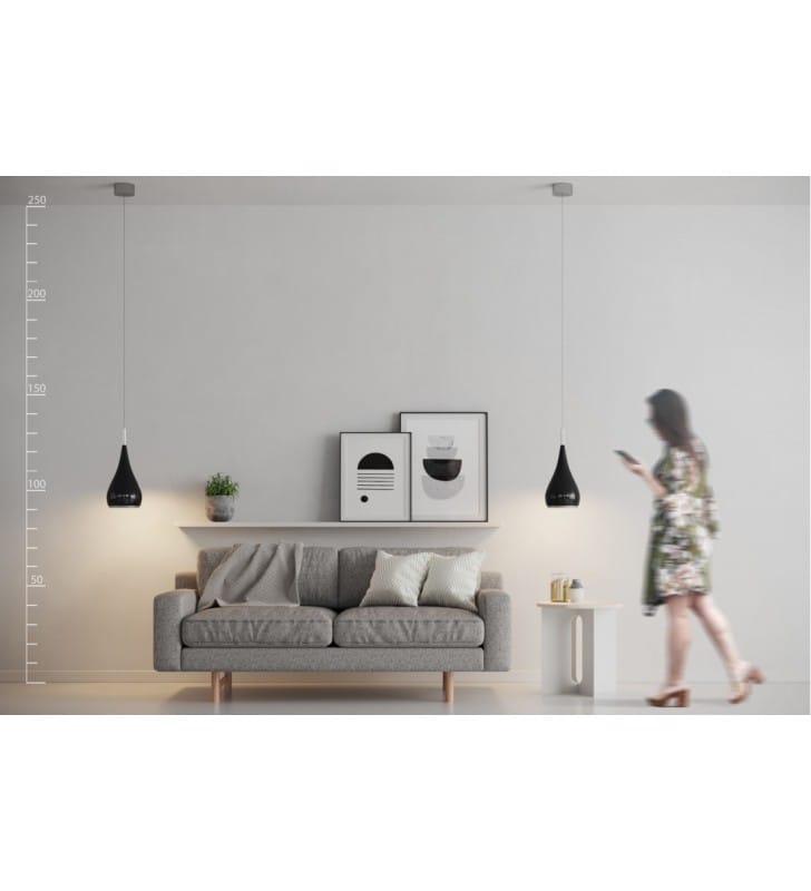 Pojedyncza czarna lampa wisząca Spell Black klosz kropla