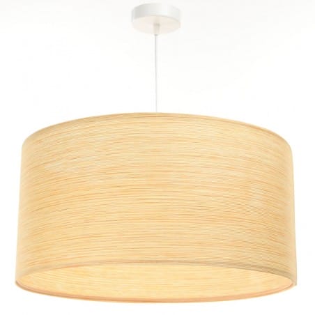 Duża 60cm lampa wisząca z tkaniny strukturalnej Kemba kremowa np. nad stół lub do pokoju dziennego