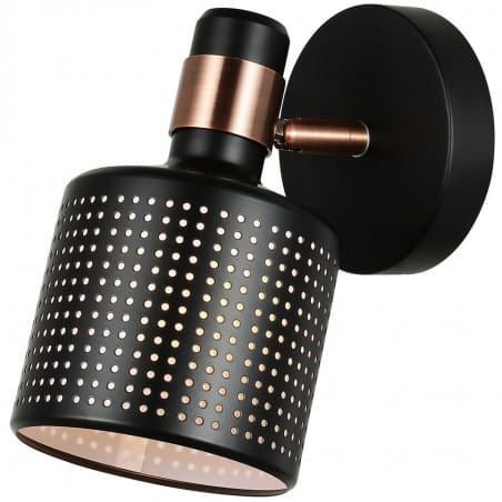 Lampa ścienna Restenza metalowa czarna z miedzianym wykończeniem do salonu sypialni na przedpokój
