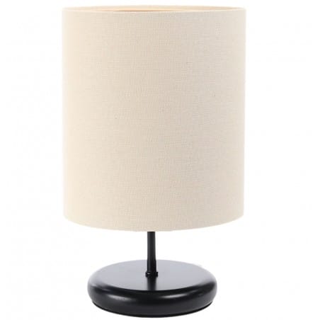 Czarno kremowa lampa stołowa Boho abażur z tkaniny lnianej do salonu sypialni na komodę