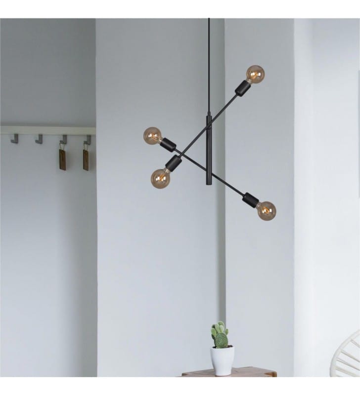4 punkowa nowoczesna czarna wisząca lampa loftowa Camara do salonu sypialni pokoju młodzieżowego - OD RĘKI
