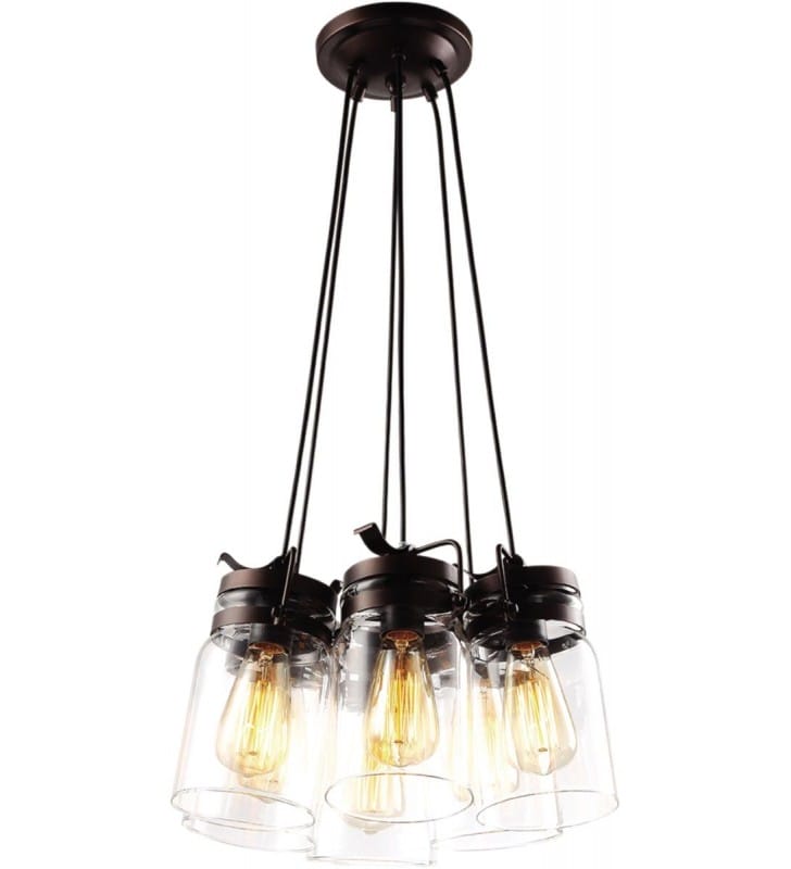 Raven 6 płomienna brązowa lampa wisząca w stylu vintage