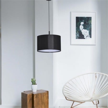 Czarna lampa wisząca z abażurem Simone Black 40cm do salonu sypialni jadalni nad stół