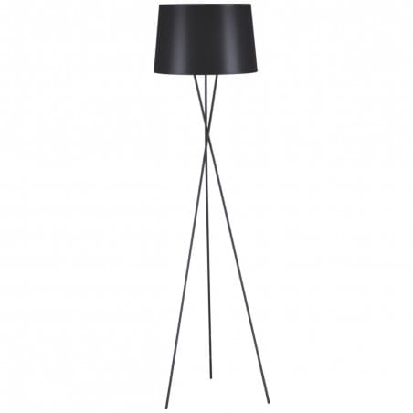 Lampa podłogowa Remi Black czarna z tekstylnym abażurem czarne 3 nogi