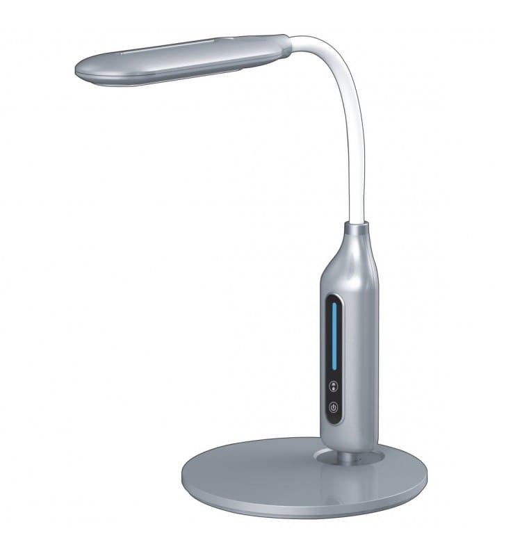 Srebrna nowoczesna lampka na biurko Mida włącznik dotykowy ściemniacz bezstopniowy