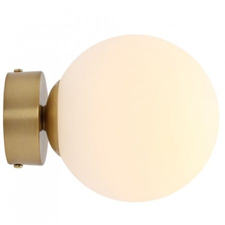 Lampa ścienna Ball podstawa kolor mosiądz klosz biała szklana kula 20cm