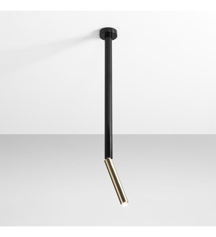 Czarno złota oprawa sufitowa Stick styl nowoczesny ruchomy klosz wysokość 54cm do salonu sypialni jadalni na korytarz