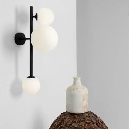 Lampa ścienno sufitowa Dione czarna z 3 okrągłymi kloszami do salonu sypialni na korytarz
